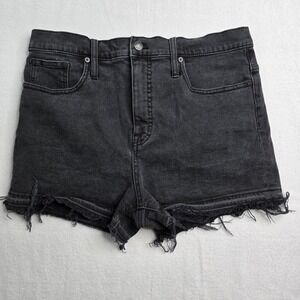 Madewell Womens 31 High Rise Denim Shorts Faded Black‎ Cut Off Raw Hem Style